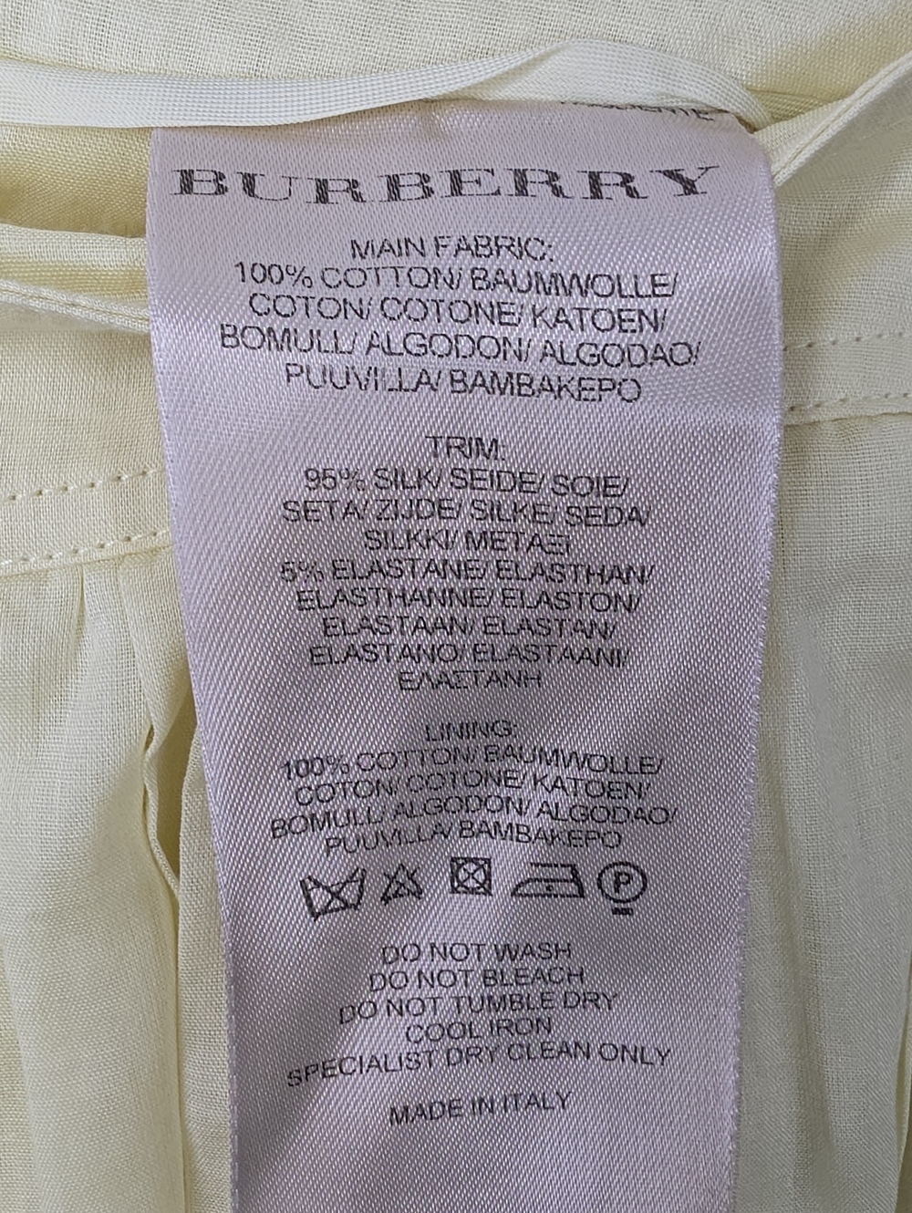 Burberry London Yellow Cotton Silk Trim Pleated Midi Skirt 10 Italy - Picture 8 of 14